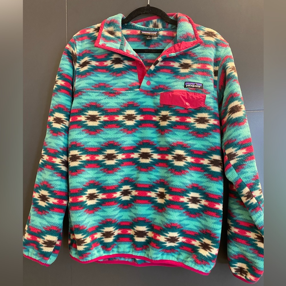 Patagonia vintage synchilla fleece quarter snap button pullover, size medium